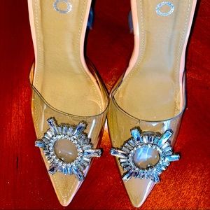 🌟EGO - Comfy Clear Toes Silver Heels